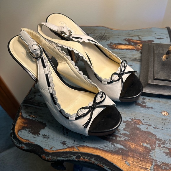 Coach Shoes - 💯COACH open-toe sling-back sandals. Black & White. Size 9.5.